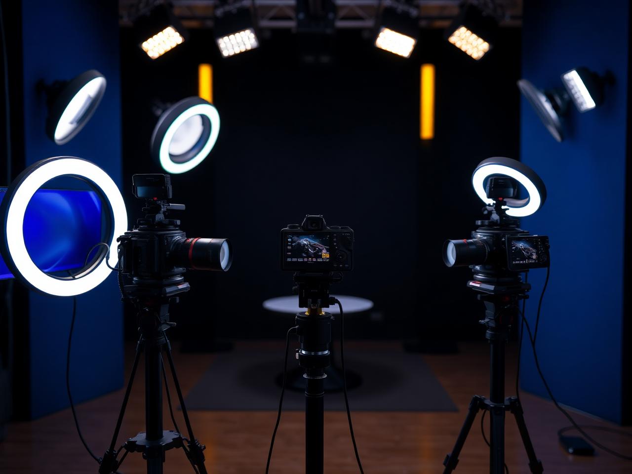 Live streaming setup with cameras and lighting at IM Studioz